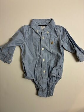GAP Light Blue Button-Front Baby Bodysuit with Collar